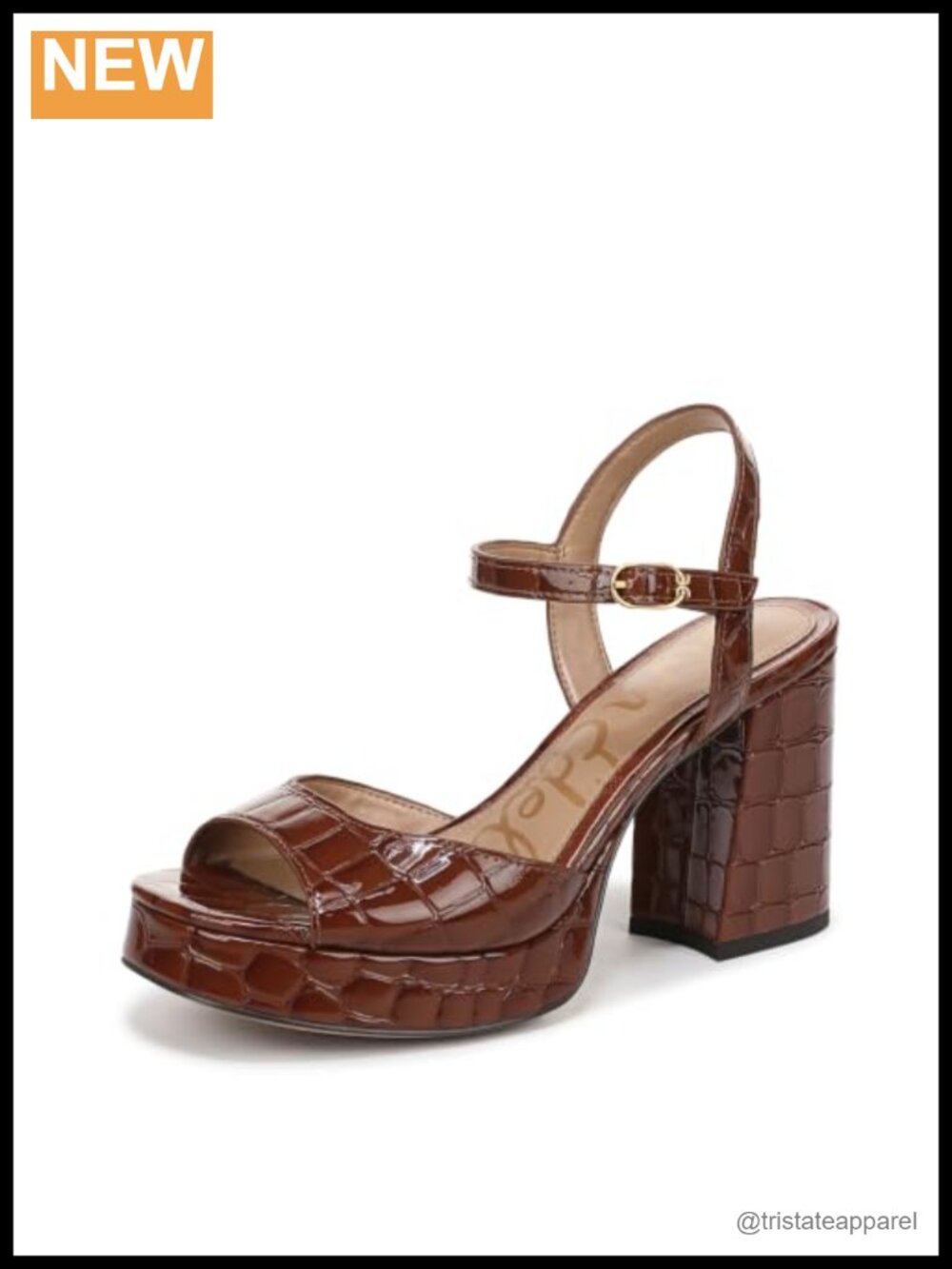 Platform Heeled Sandals Leather Buckle Ankle Strap Evening